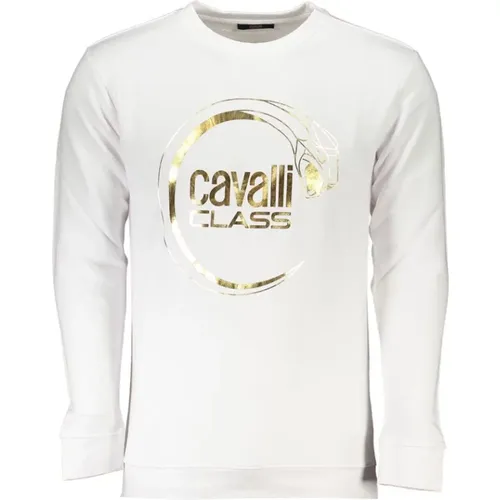 Brushed Round Neck Sweatshirt with Logo Print , male, Sizes: 3XL, 2XL, XL - Cavalli Class - Modalova