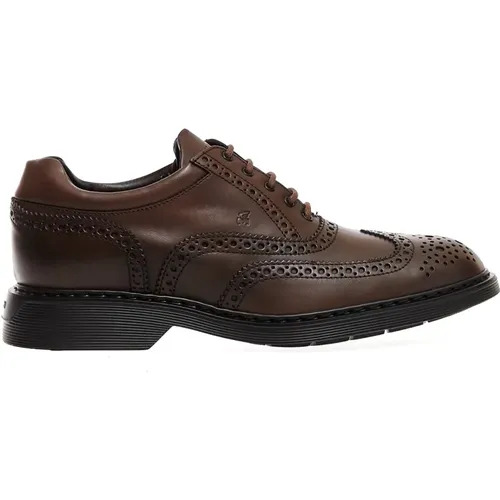 Leather Brogue Shoes - Size 39 , male, Sizes: 6 UK, 5 UK, 6 1/2 UK, 9 1/2 UK - Hogan - Modalova