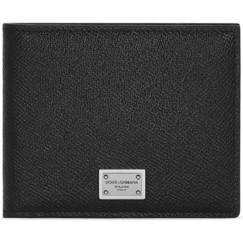 Grained Wallet with Logo Plaque , male, Sizes: ONE SIZE - Dolce & Gabbana - Modalova