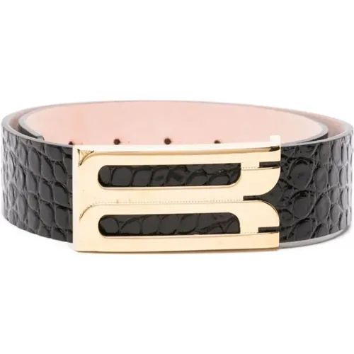 Crocodile Effect Wide Belt , female, Sizes: S, L - Victoria Beckham - Modalova