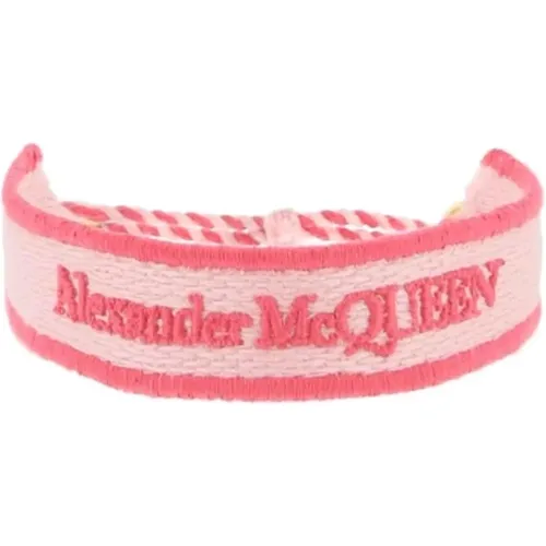 Besticktes Armband mit Skull Logo,Besticktes Denim Armband mit Skull Verschluss - alexander mcqueen - Modalova