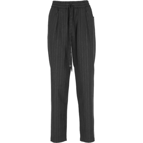 Graue Wollmischung Gestreifte Hose , Damen, Größe: XS - Antonelli Firenze - Modalova