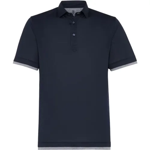 Layered Polo Shirt Navy , male, Sizes: 2XL - BRUNELLO CUCINELLI - Modalova