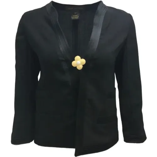 Pre-owned Wool Jacket with Patent Leather Flower Button , female, Sizes: XS - Louis Vuitton Vintage - Modalova