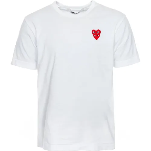 Logo Patch T-Shirt mit Rundhalsausschnitt , Herren, Größe: XL - Comme des Garçons Play - Modalova