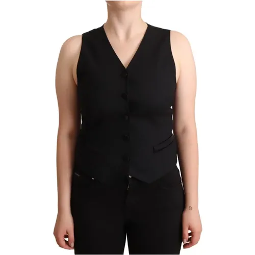 Button Down Sleeveless Vest Top , female, Sizes: 2XS, XS, 3XS, S, L - Dolce & Gabbana - Modalova