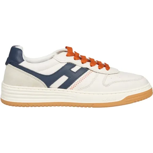 Braune Sneakers mit Blauem H-Design , Herren, Größe: 39 1/2 EU - Hogan - Modalova