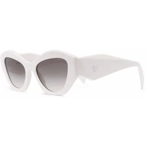 Weiße Sonnenbrille mit Originalzubehör , Damen, Größe: 53 MM - Prada - Modalova