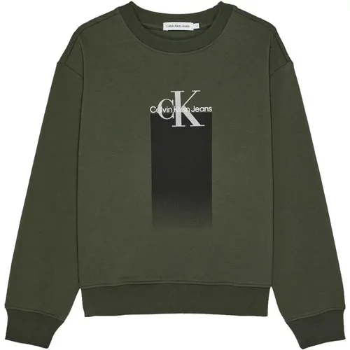 Grüner Sweatshirt mit Verlauf-Logo - Calvin Klein - Modalova