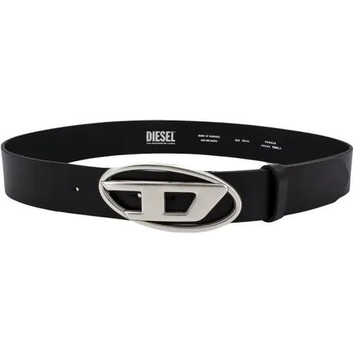Leather Belt with Metal Logo , male, Sizes: 85 CM - Diesel - Modalova
