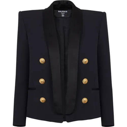 Edge-to-edge 6-button jacket , female, Sizes: S, M - Balmain - Modalova