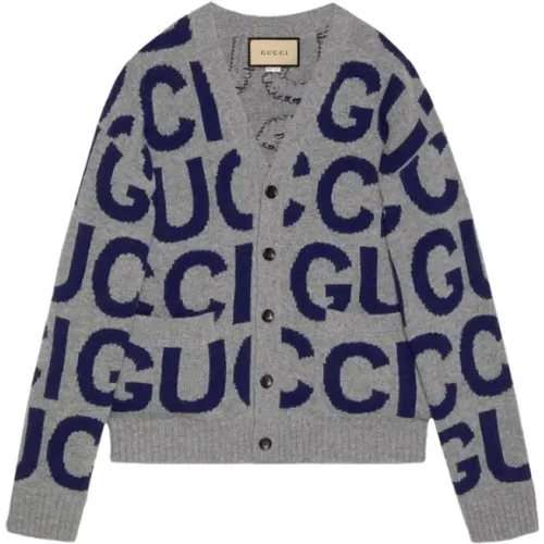 Intarsia Woll-Cardigan mit Logo - Gucci - Modalova