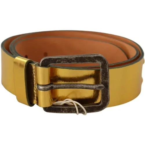 Rustic Silver Buckle Genuine Leather Belt , male, Sizes: 100 CM - John Galliano - Modalova