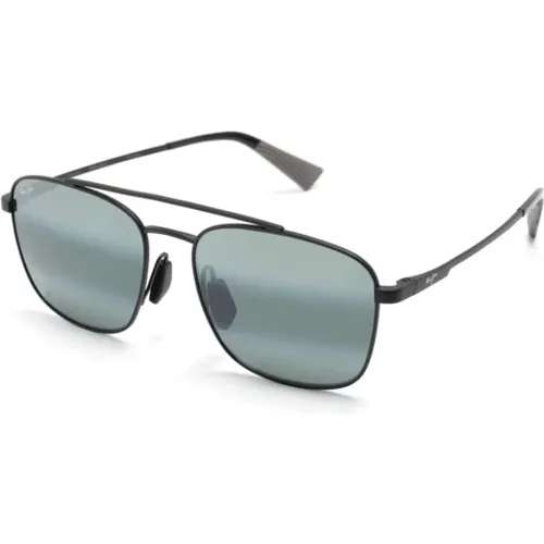 Schwarze Sonnenbrille mit grauen Gläsern , unisex, Größe: 58 MM - Maui Jim - Modalova
