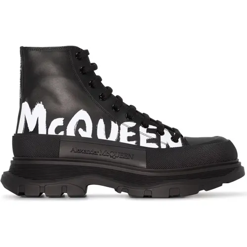 Schwarze Stiefel mit übergroßer Gummisohle , Herren, Größe: 43 1/2 EU - alexander mcqueen - Modalova