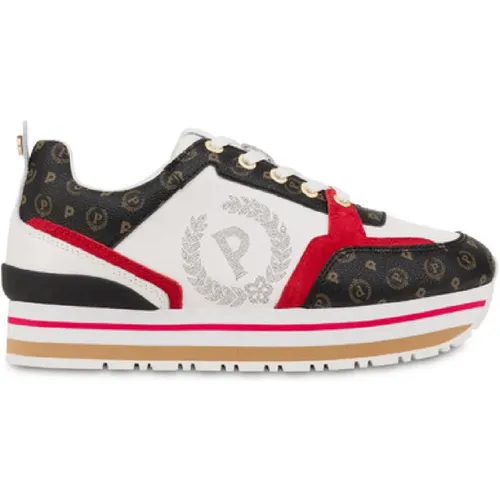 Heritage Nero Leather Sneakers with Crosta and PVC Details - Size 41 , female, Sizes: 8 UK - Pollini - Modalova