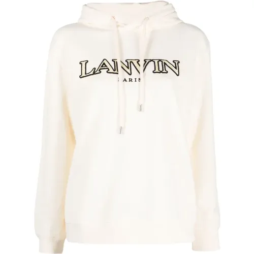 Weiße Kapuzenpullover mit gesticktem Logo - Lanvin - Modalova