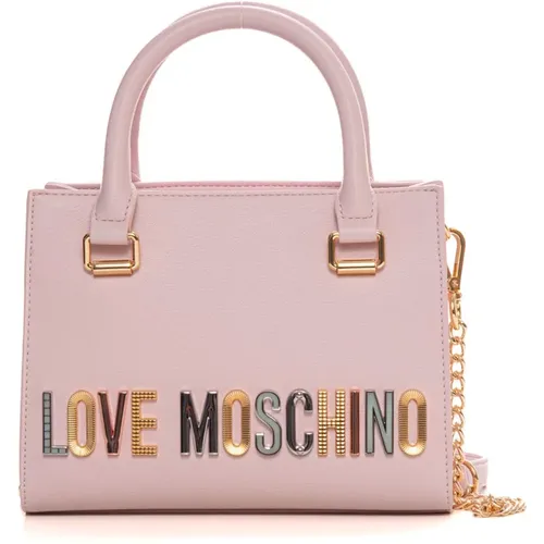 Metallic Goldene Handtasche mit Logo , Damen, Größe: ONE Size - Love Moschino - Modalova