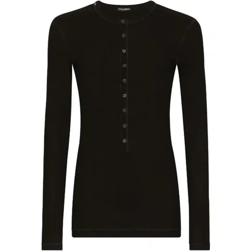 Stylish Button-Up Long-Sleeve Top , male, Sizes: L - Dolce & Gabbana - Modalova