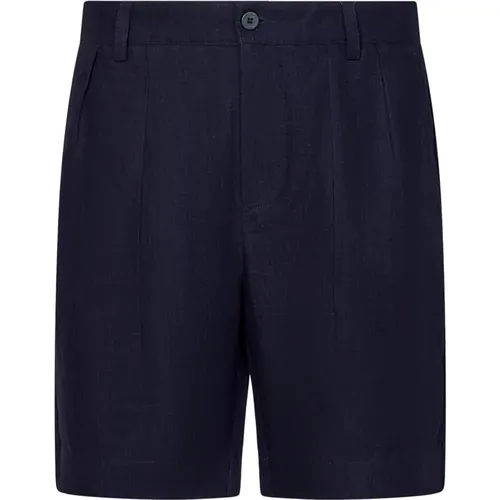 Blaue Leinen Shorts mit Vorderfalte , Herren, Größe: M - Sease - Modalova