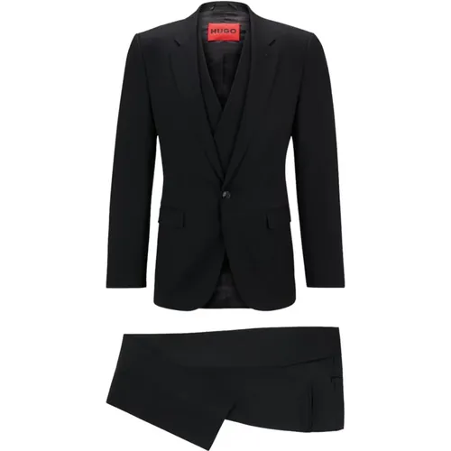 Extra Slim Fit Dreiteiliger Anzug aus gemustertem Stoff mit Performance-Stretch - Hugo Boss - Modalova