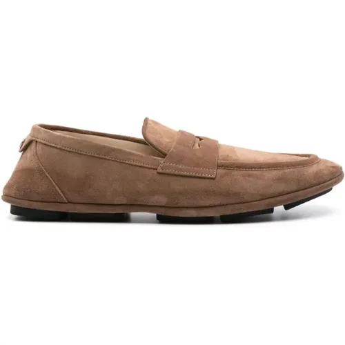 Walnut Suede Slip-On Shoes , male, Sizes: 8 1/2 UK - Dolce & Gabbana - Modalova