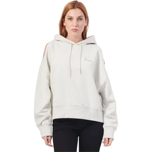 Weiße Pullover mit Schulter Schlitzen , Damen, Größe: L - Hugo Boss - Modalova