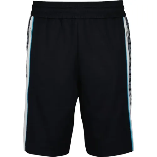 Blaue Jersey Bermuda Shorts mit weißen FF-Streifen - Fendi - Modalova