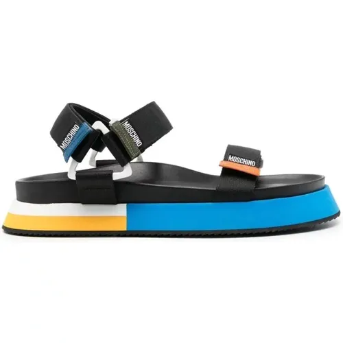 Colorblock Flat Sandals , male, Sizes: 6 UK - Moschino - Modalova