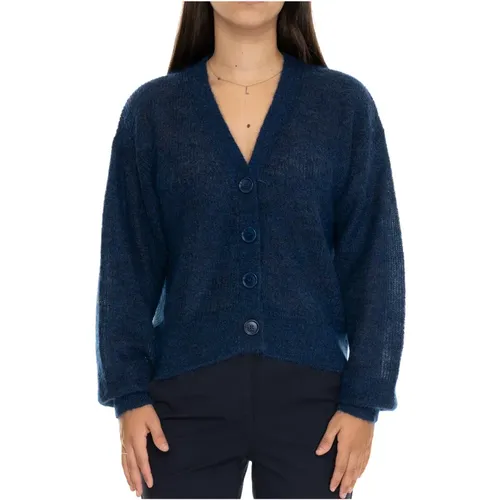 Mohair-Strickjacke mit Knöpfen Drop Shoulder , Damen, Größe: M - Boss - Modalova