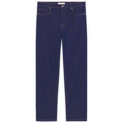 Blaue Wide Leg Baumwolljeans - Maison Kitsuné - Modalova