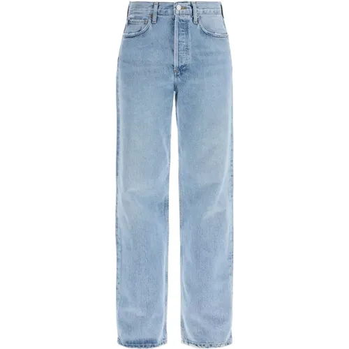 Zerrissene High-Waist Relaxte Gerades Jeans , Damen, Größe: W27 - Agolde - Modalova