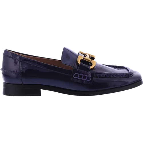 Blauer Naplack Loafer , Damen, Größe: 37 EU - Bibi Lou - Modalova