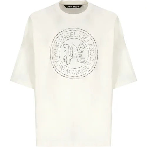 Studs Logo Crew Neck T-shirt - Palm Angels - Modalova