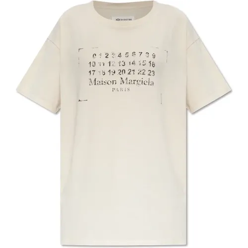 T-Shirt mit Druck , Damen, Größe: M - Maison Margiela - Modalova