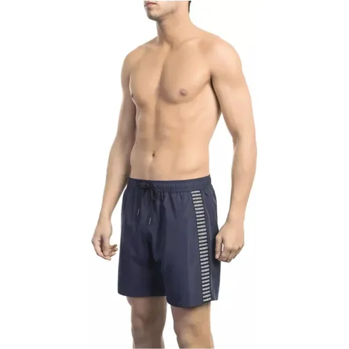 Blaue Elegante Badeshorts mit Bandverzierung , Herren, Größe: S - Bikkembergs - Modalova