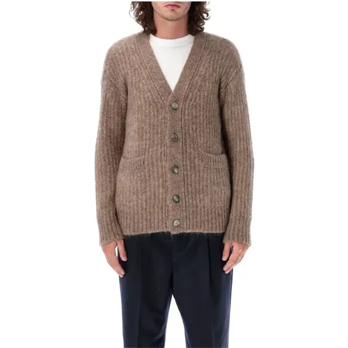 Taupe Knitwear Cardigan for Men , male, Sizes: S - Ami Paris - Modalova