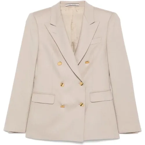 Beiger Blazer mit Schalkragen , Damen, Größe: 2XS - Tagliatore - Modalova