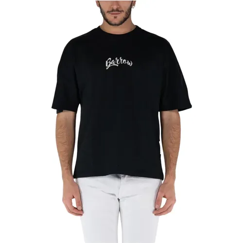 Baumwoll-Jersey-Logo-Print-T-Shirt,Schwarzes Jersey T-Shirt,Jersey T-Shirt in Turtle Dove,Baumwoll-Jersey T-Shirt mit Logo-Print - Barrow - Modalova