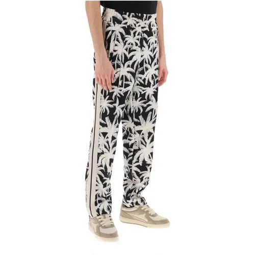 Palm Print Joggers with Side Bands , male, Sizes: L - Palm Angels - Modalova