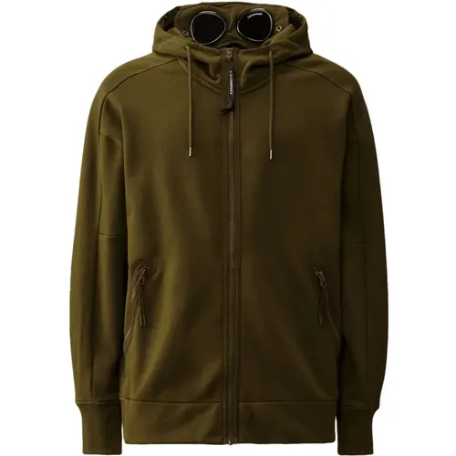 Grüner Reißverschluss-Hoodie mit Brille , Herren, Größe: 2XL - C.P. Company - Modalova