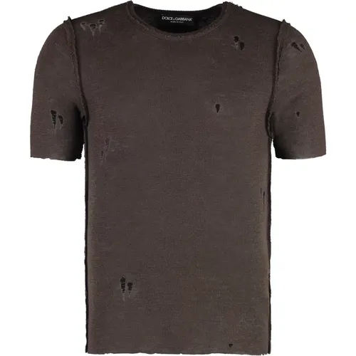 Zerstörtes Strick T-Shirt , Herren, Größe: M - Dolce & Gabbana - Modalova