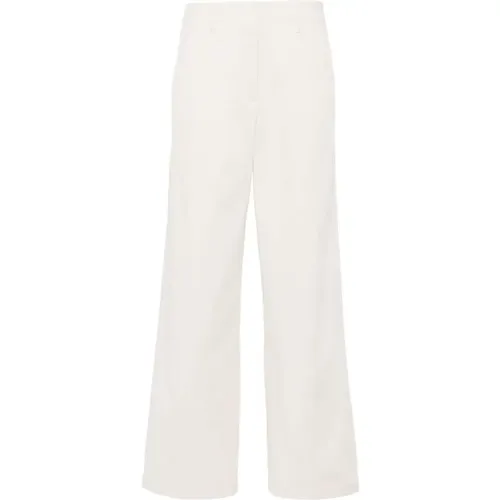 Ivory Cotton Twill Trousers Straight Leg , female, Sizes: XS, S, L, M - Forte Forte - Modalova