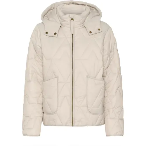 Gepolsterte Kurze Jacke Federgrau , Damen, Größe: 3XL - Cream - Modalova