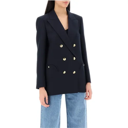 Double-Breasted Wool Blazer with Gold Buttons , female, Sizes: M - Blazé Milano - Modalova