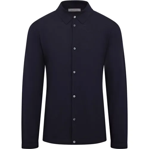 Luxury Merino Knitted Shirt Navy , male, Sizes: 5XL, L, 2XL, 6XL, XL - Corneliani - Modalova