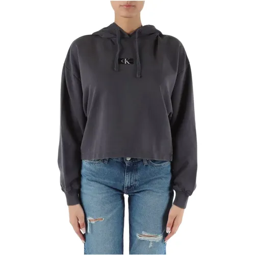 Baumwoll-Hoodie mit Logopatch , Damen, Größe: XS - Calvin Klein Jeans - Modalova