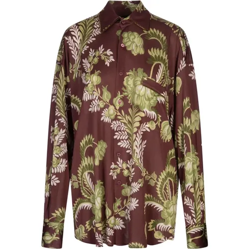 Burgundy Floral Foliage Print Shirt , female, Sizes: XS, 2XS, S - ETRO - Modalova