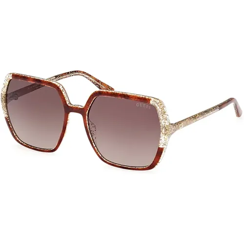 Stilvolle Sonnenbrille braun Verlauf Havana Rahmen , Damen, Größe: 56 MM - Guess - Modalova