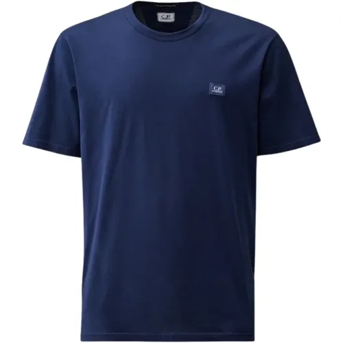 Blaues Estate T-Shirt Leichte Baumwolle , Herren, Größe: L - C.P. Company - Modalova